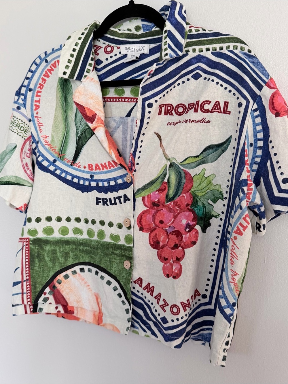 Rachel Zoe Multicolor Striped and Dot Print Shirt